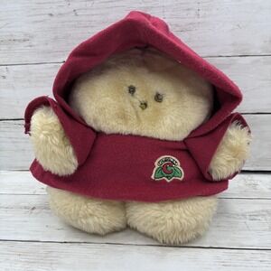 Vintage Chubbles Animal Fair Plush Stuffed Animal Red Hooded Robe Cream Yellow